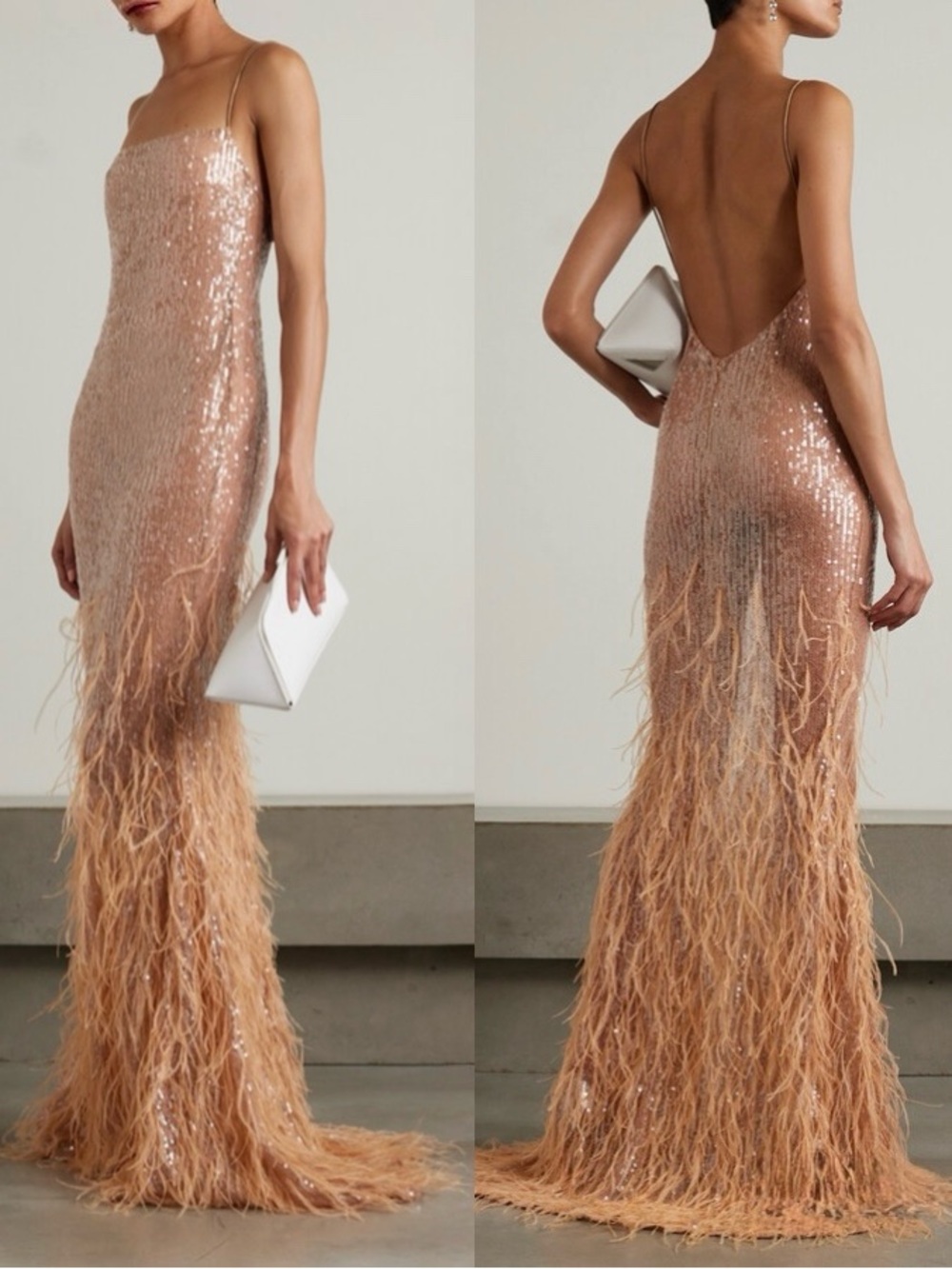NWOT RETROFETE ODESSA SEQUIN FEATHER DRESS SIZE S $1998 - Picture 2 of 14